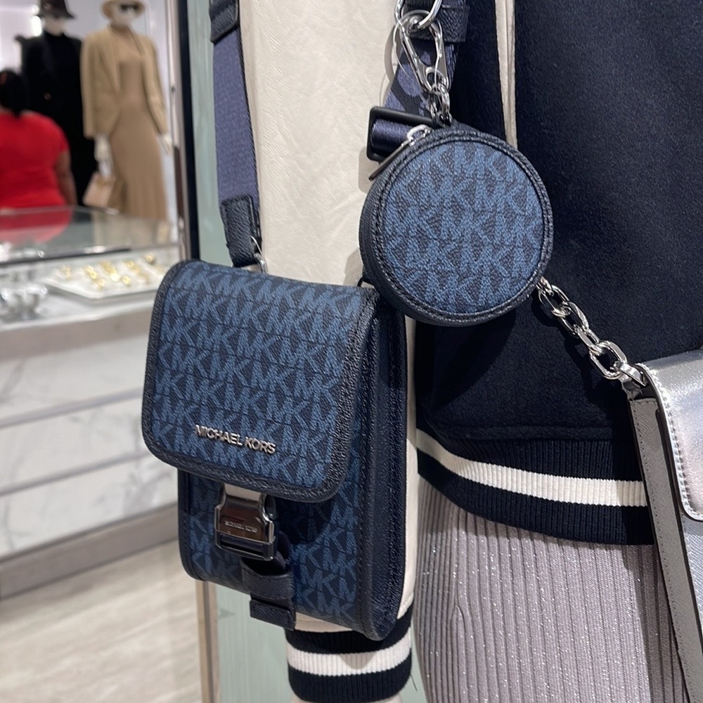 Michael Kors Cooper Slim Phone Crossbody Bag Coin Pouch MK Logo ADMRL/PLBLUE
NWT - Picture 2 of 16